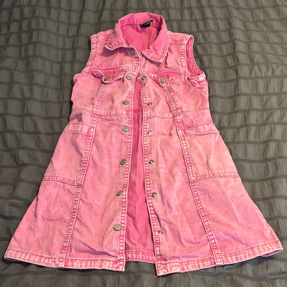 GAP Pink Sleeveless Kids Jean Jacket dress